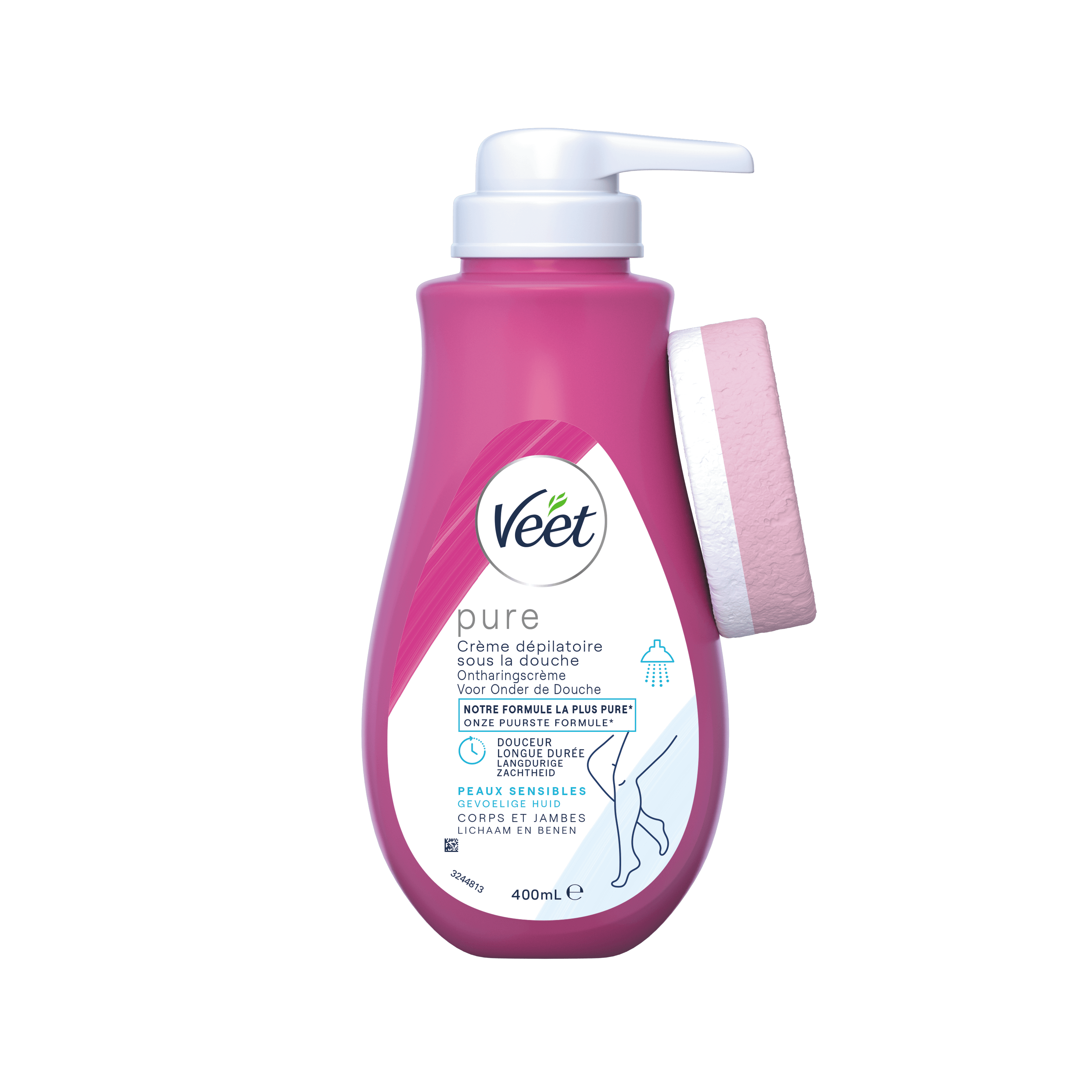 Crème dépilatoire sous la douche peaux sensibles – Corps & Jambes – Veet Pure - 400ml | Veet